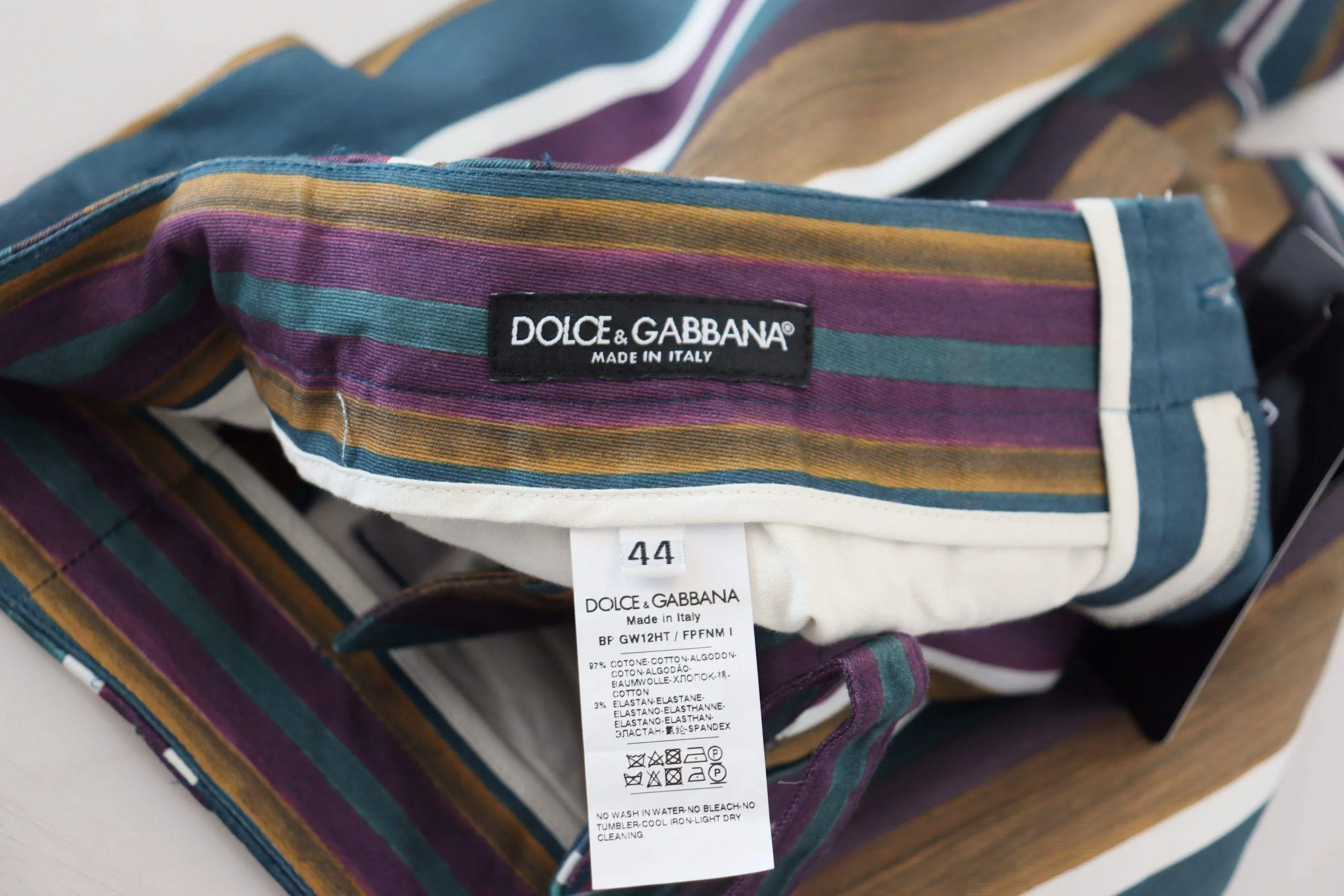 Dolce & Gabbana Multicolor Striped Stretch Cotton Shorts