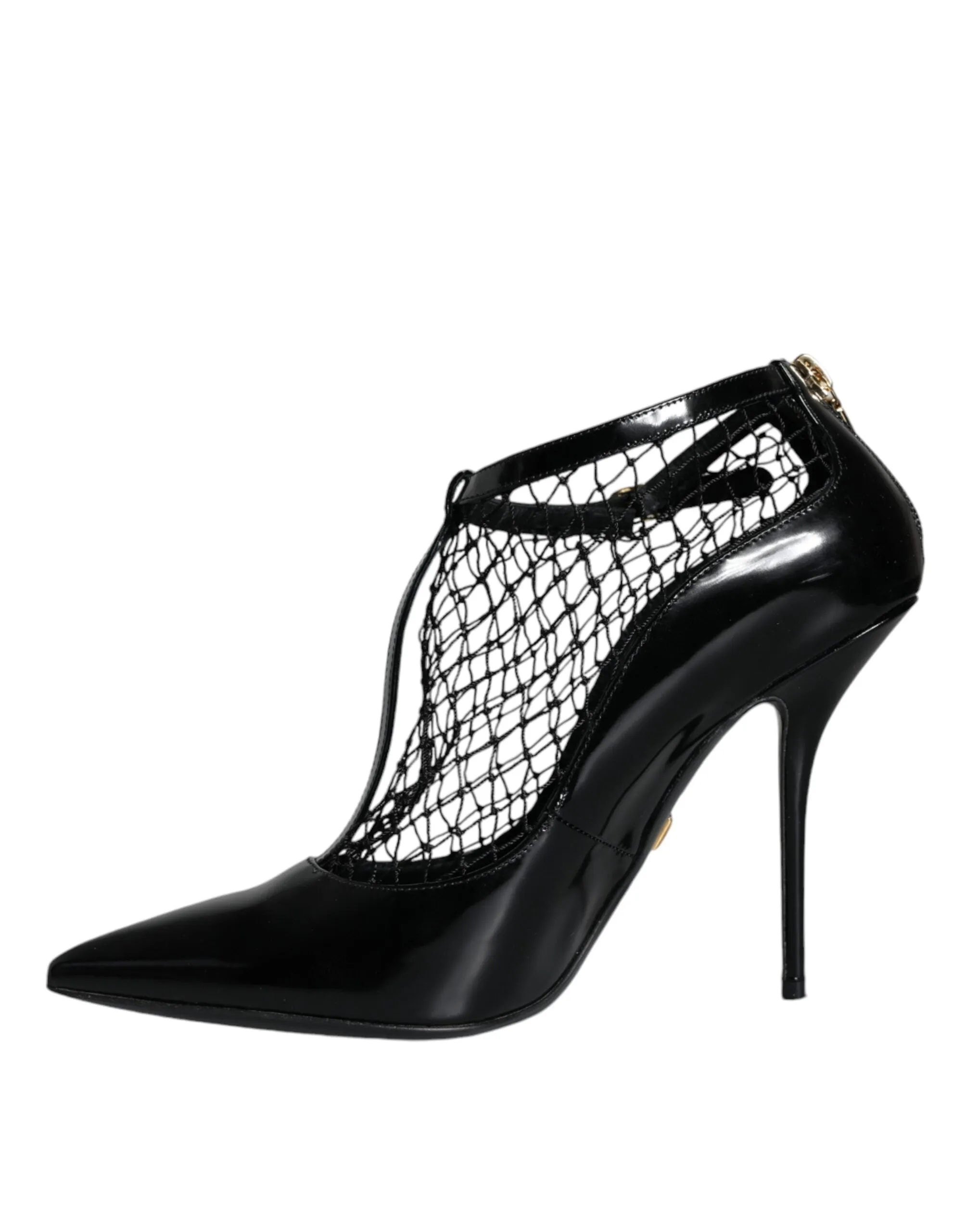 Dolce & Gabbana Patent Leather Mesh Pumps In Black