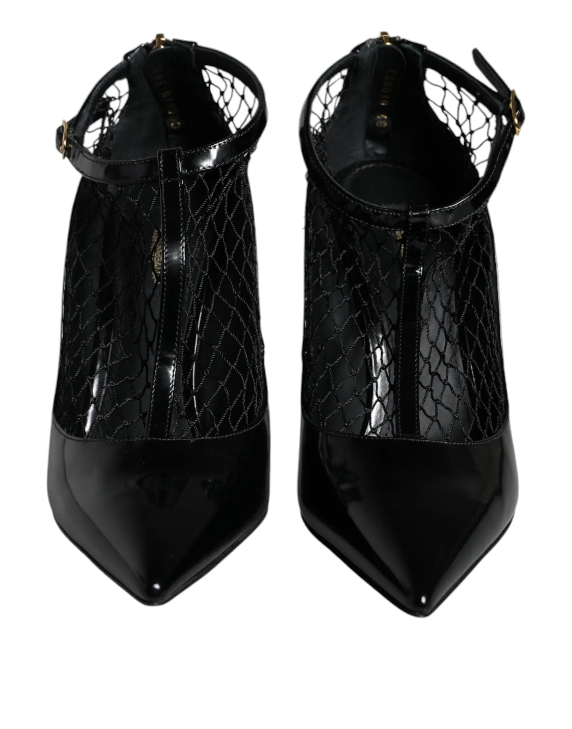 Dolce & Gabbana Patent Leather Mesh Pumps In Black