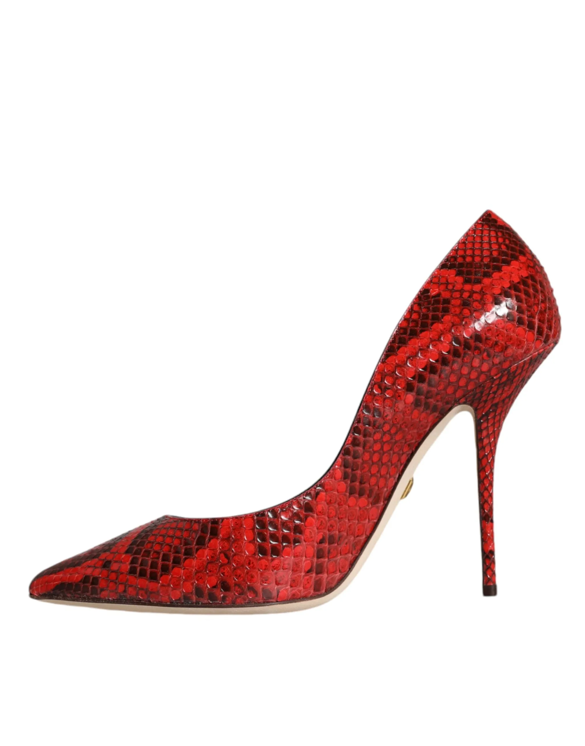 Dolce & Gabbana Python Leather Pumps In Red