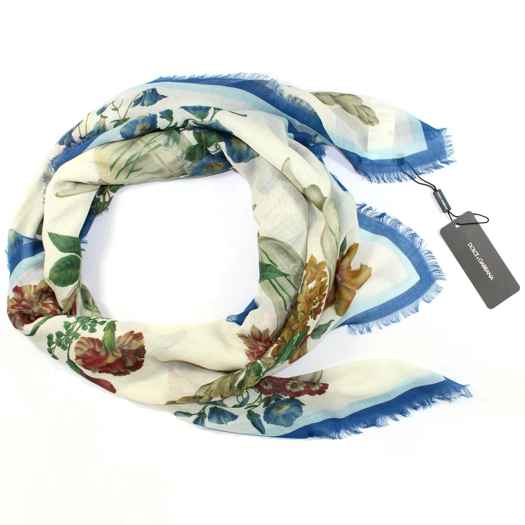 Dolce & Gabbana Scarf Dark Blue Floral & Glasses- Extra Large Square Cashmere Silk Shawl