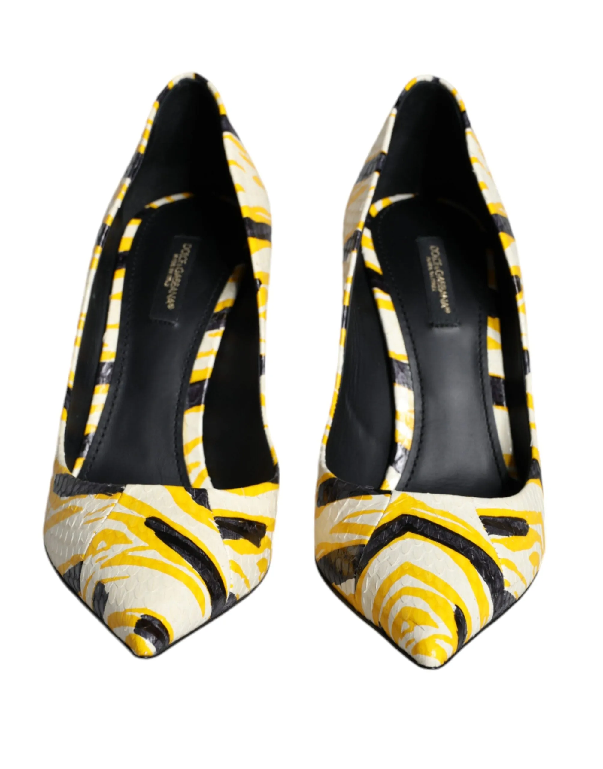 Dolce & Gabbana Stripes Leather Pumps In Yellow