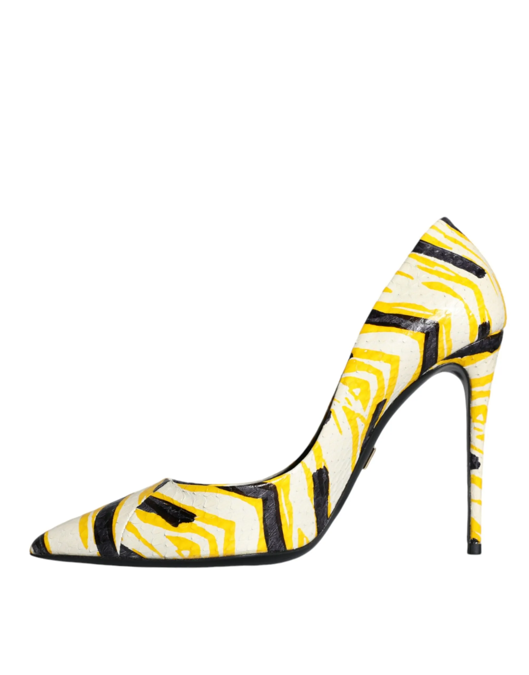 Dolce & Gabbana Stripes Leather Pumps In Yellow