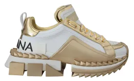 Dolce & Gabbana White and gold Super Queen Leather Shoes