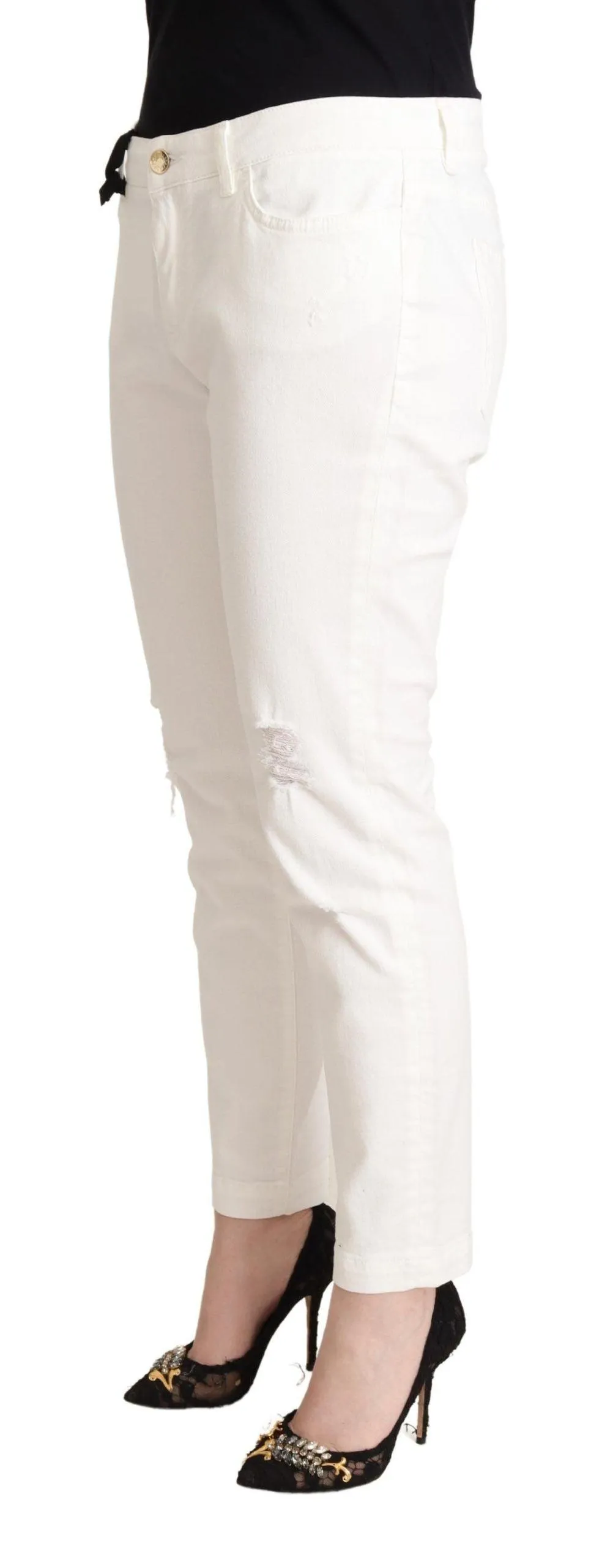 Dolce & Gabbana White Cotton Skinny Denim Women Pretty Jeans