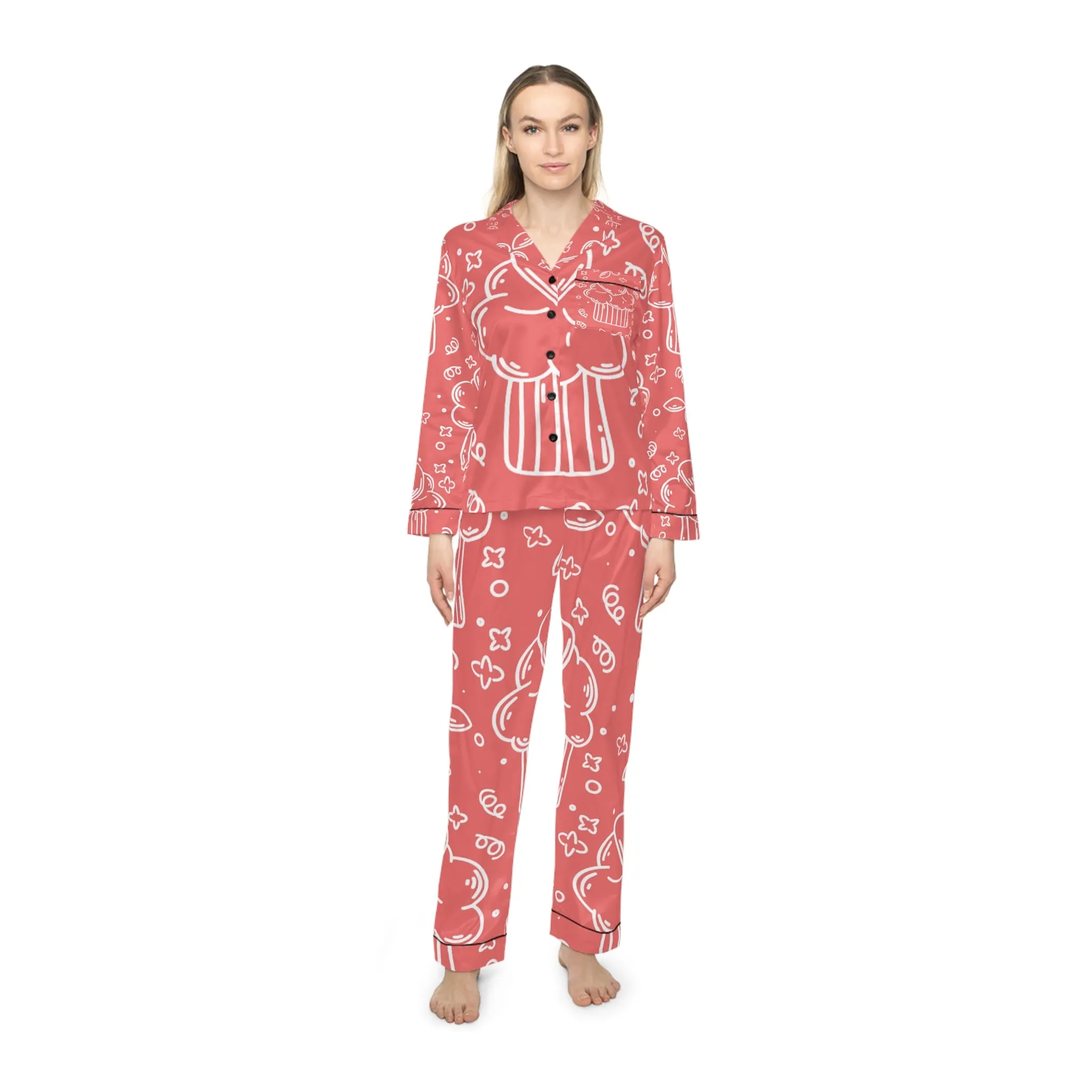 Doodle Pancake - Inovax Women's Satin Pajamas