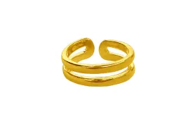 Double Band Toe Ring - Gold