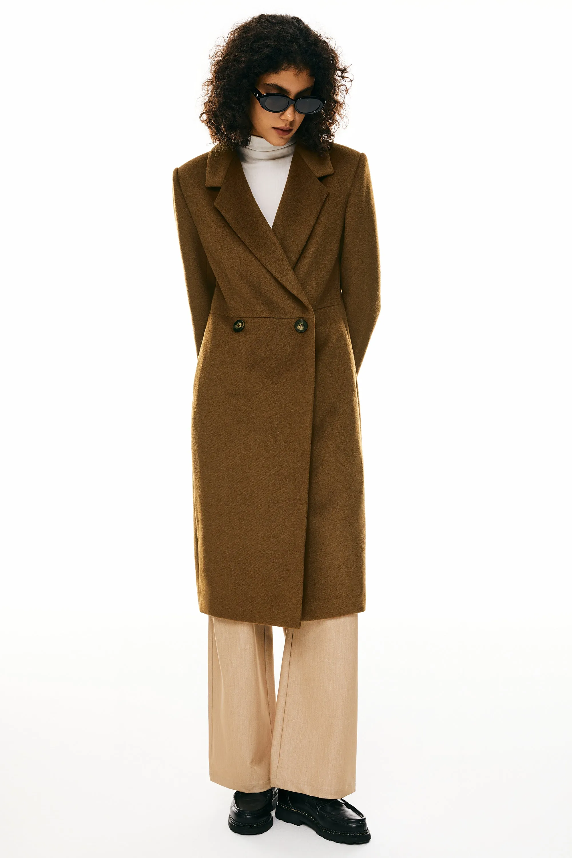 Double Breasted Pea Wool Coat