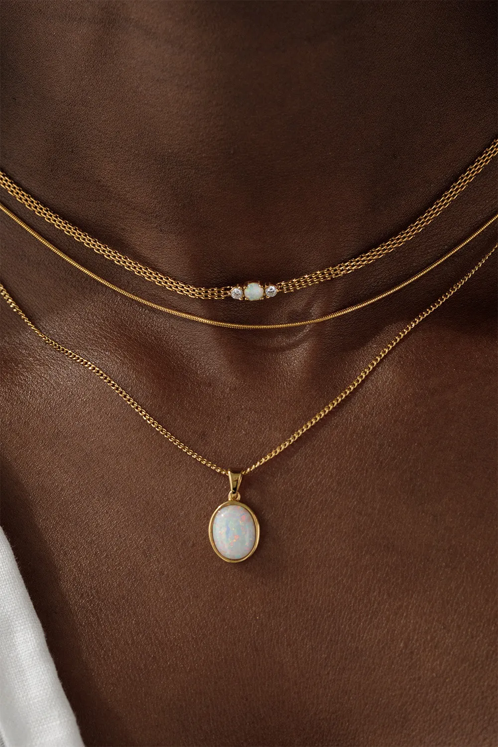 Double Opal Hope Necklace 14K Gold Plated