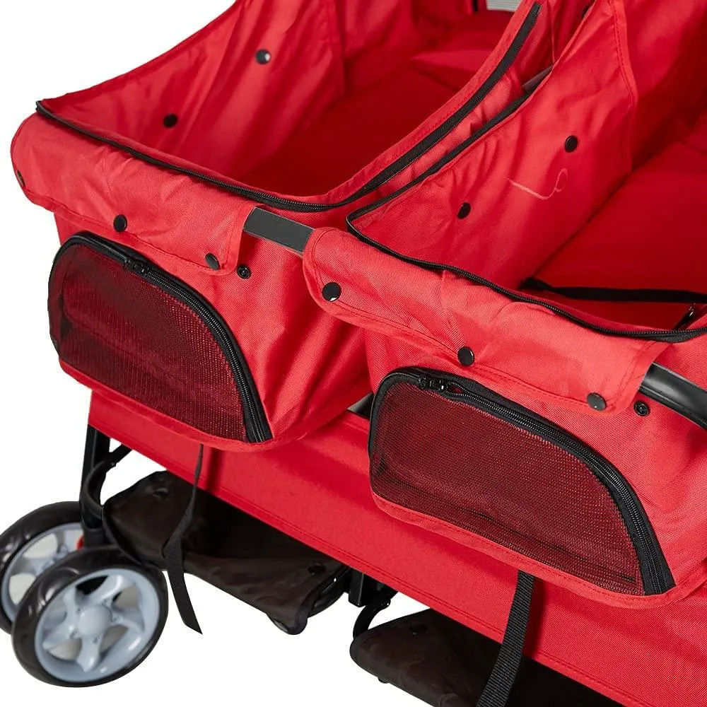 Double Seater Folding Dog Cat Pet Stroller Travel Carrier Jogger Stroller, Red