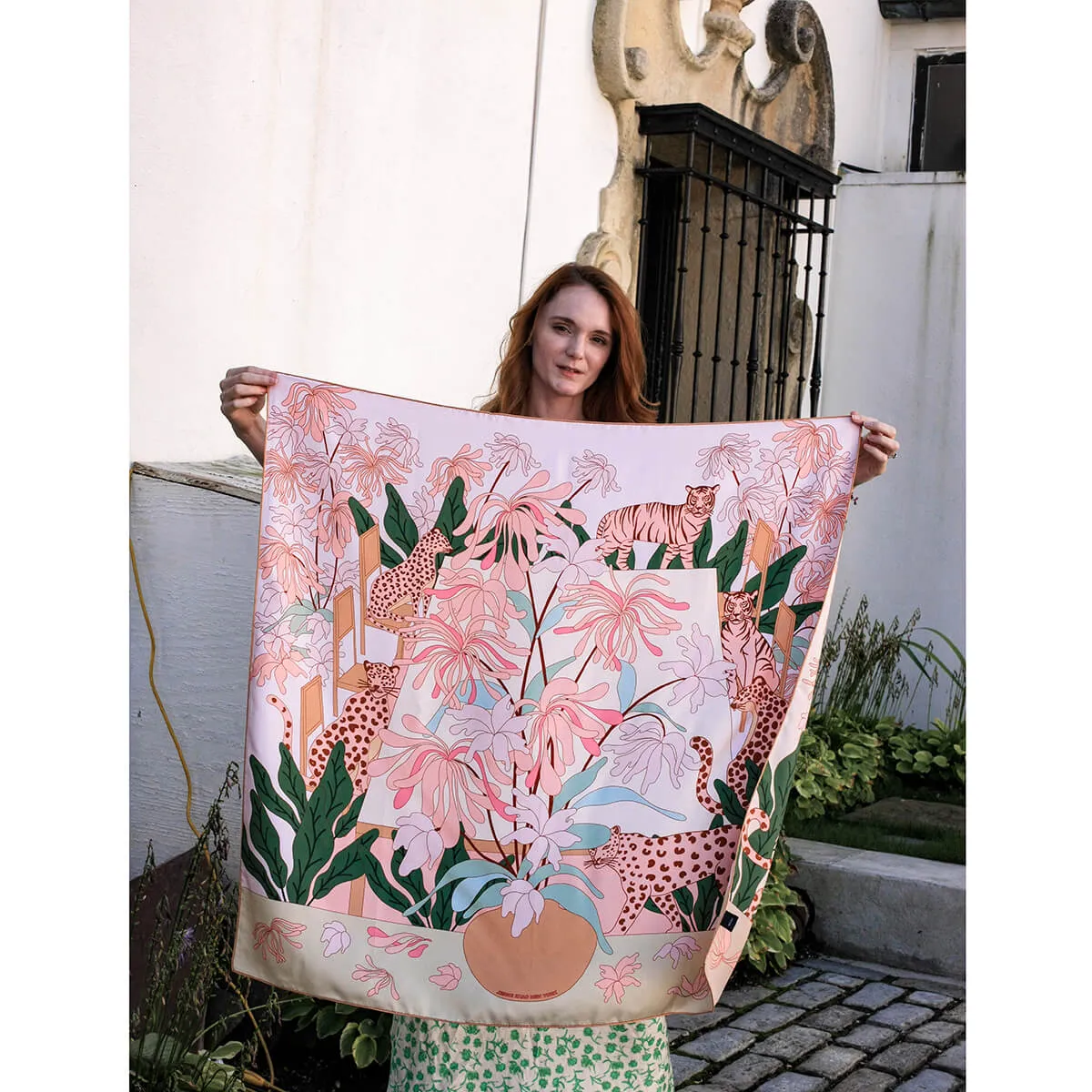 Double Sided Silk Scarf Of Jungle Gathering