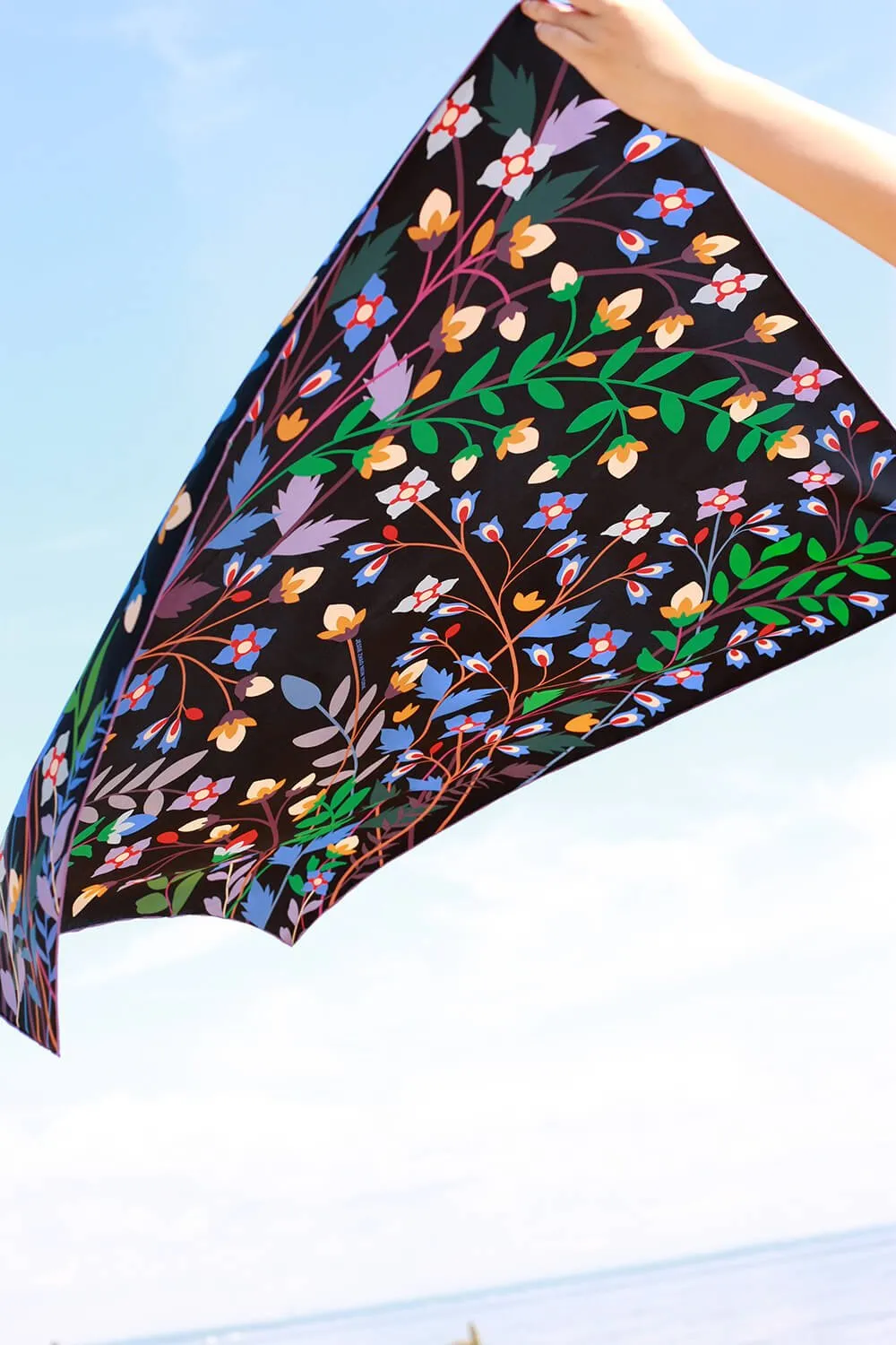 Double Sided Silk Scarf Of Night Garden