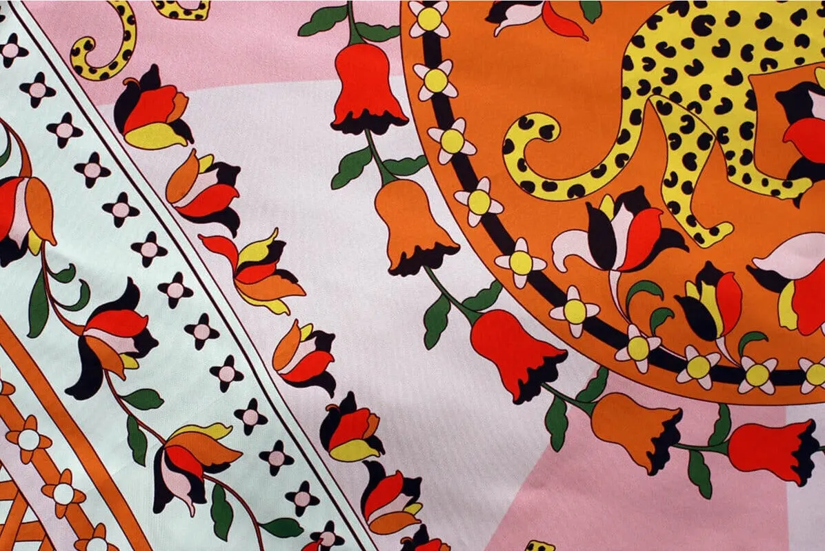 Double Sided Silk Scarf of Tropical Love