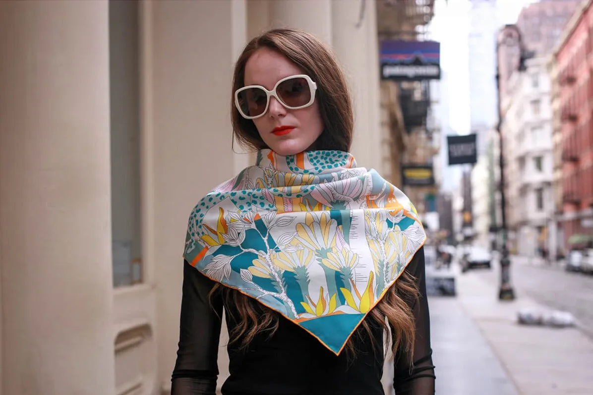 Double Sided Silk Scarf Of World Travel