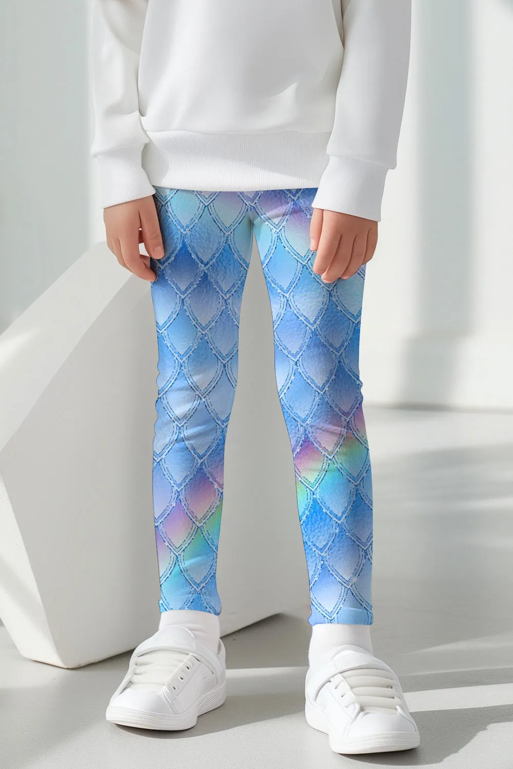 Dragon Scale Lucy Blue Cute Printed Leggings - Kids