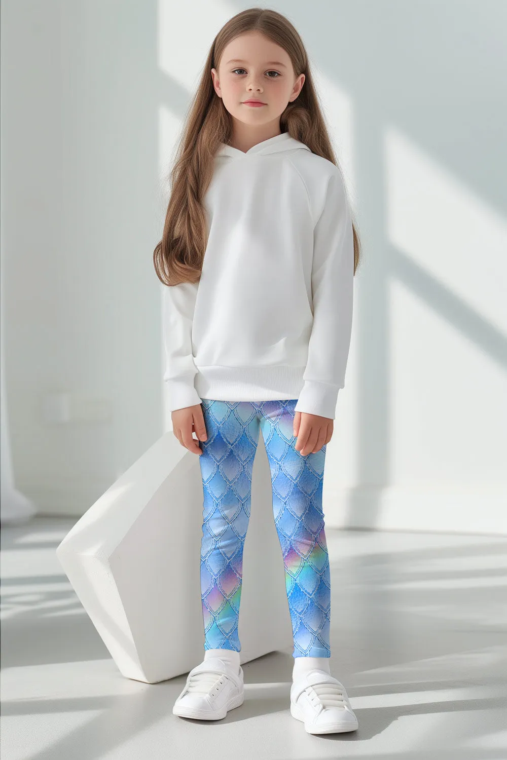 Dragon Scale Lucy Blue Cute Printed Leggings - Kids