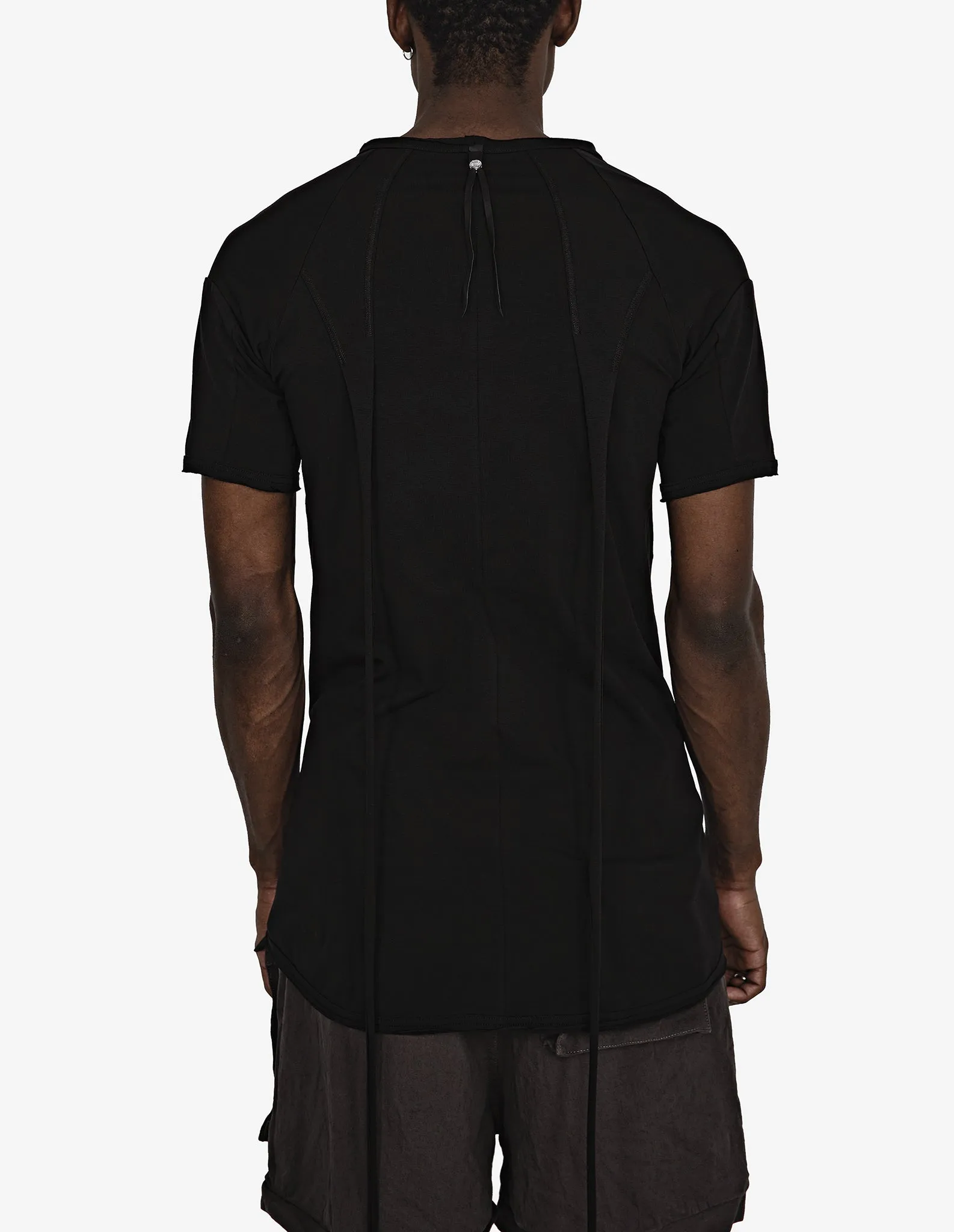 Drawstring-Panel Cotton T-Shirt