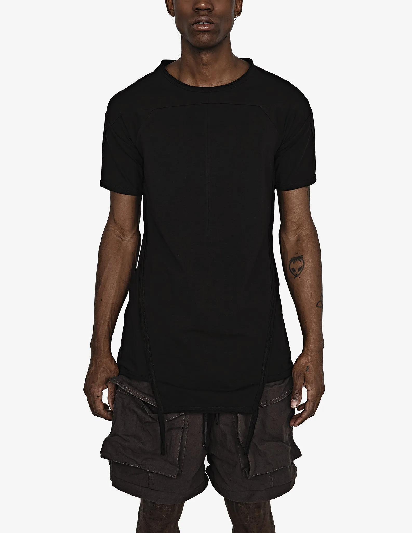 Drawstring-Panel Cotton T-Shirt