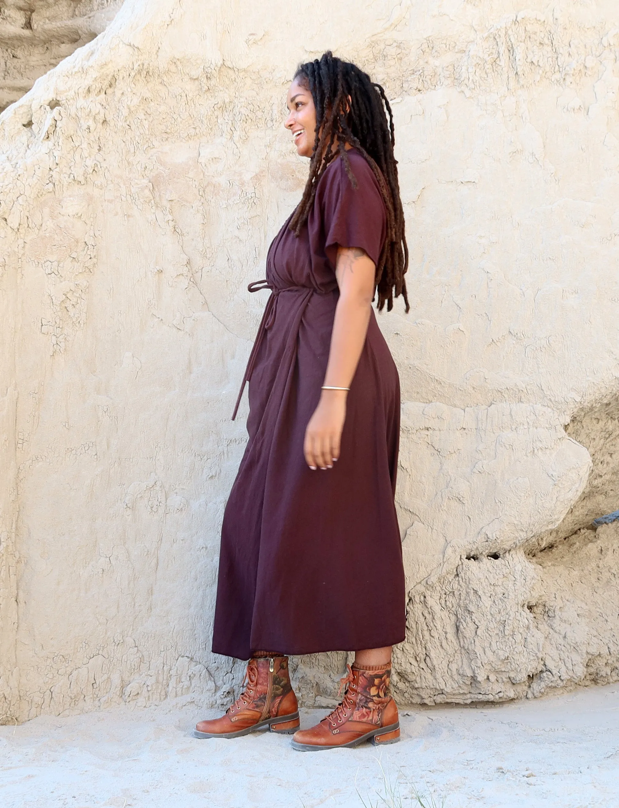 Drawstring Wrap Migration Long Dress