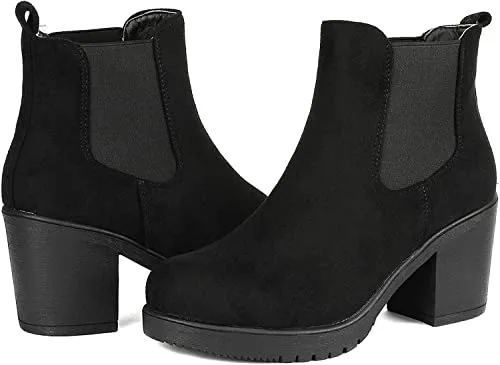 DREAM PAIRS Women's FRE Black High Heel Ankle Bootie