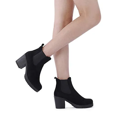 DREAM PAIRS Women's FRE Black High Heel Ankle Bootie