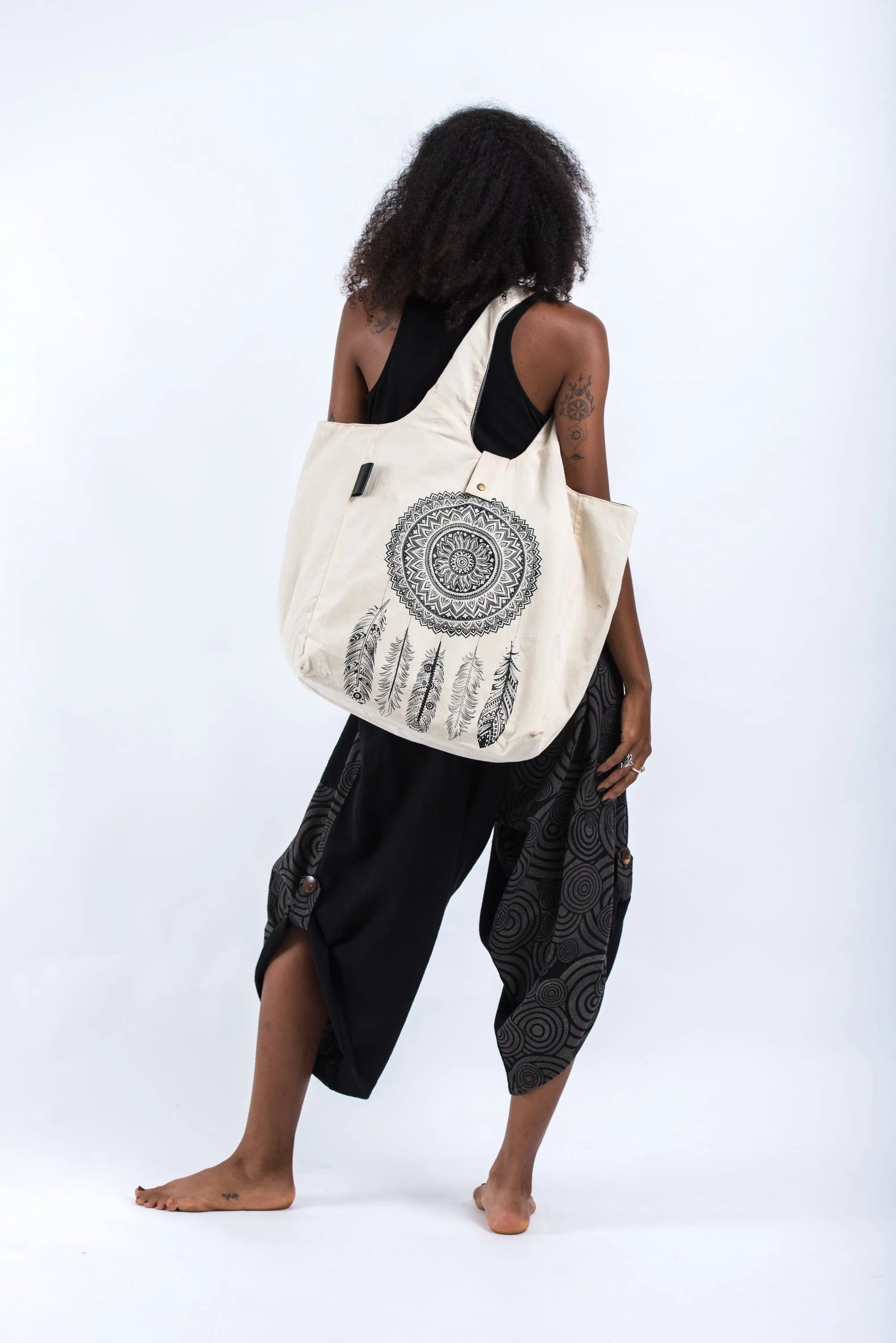 Dreamcatcher Reversible Cotton Tote Bag in Natural