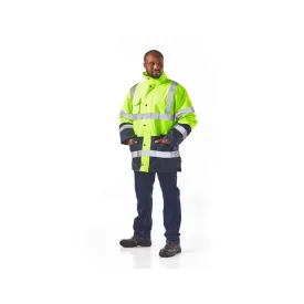 DROMEX TWO TONE WATERPROOF HI VIZ THERMAL JACKETS COLOUR-LIME/NAVY SIZE 3XL