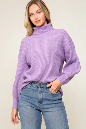 Drop Shoulder Turtleneck Sweater