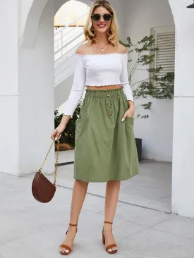 Dual Pockets Paperbag Waist Skirt