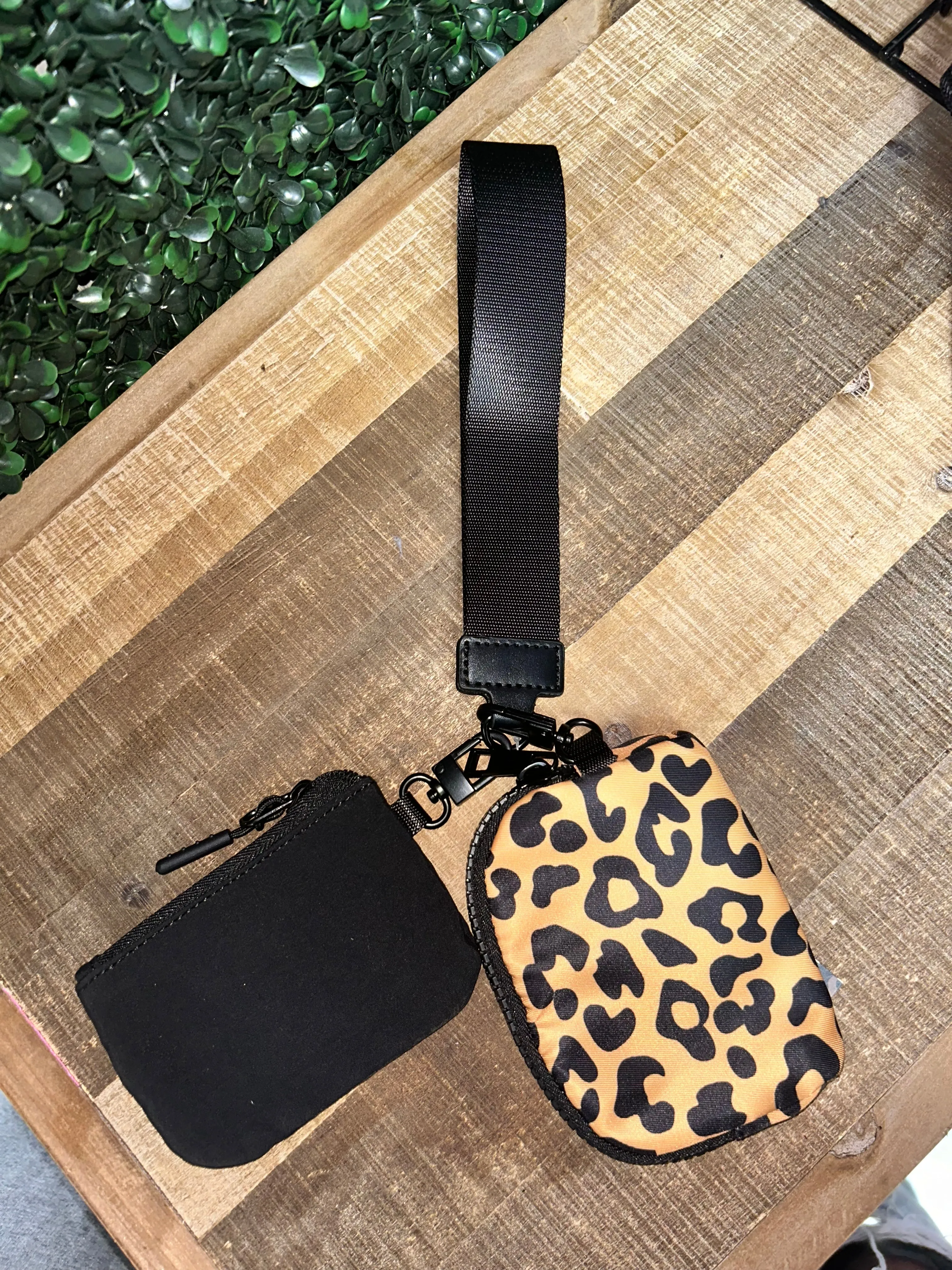 Dual Pouch Wristlet Keychain Wallet