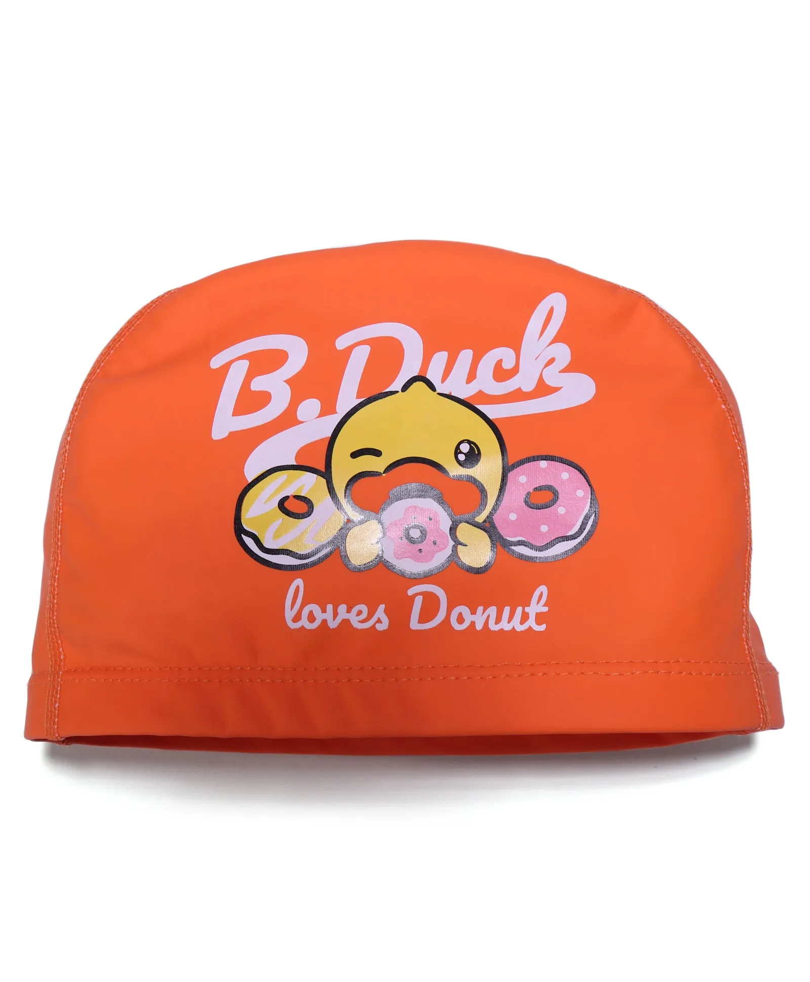 DUCK PRINT SUPER SOFT PU SWIMMING CAP - ORANGE