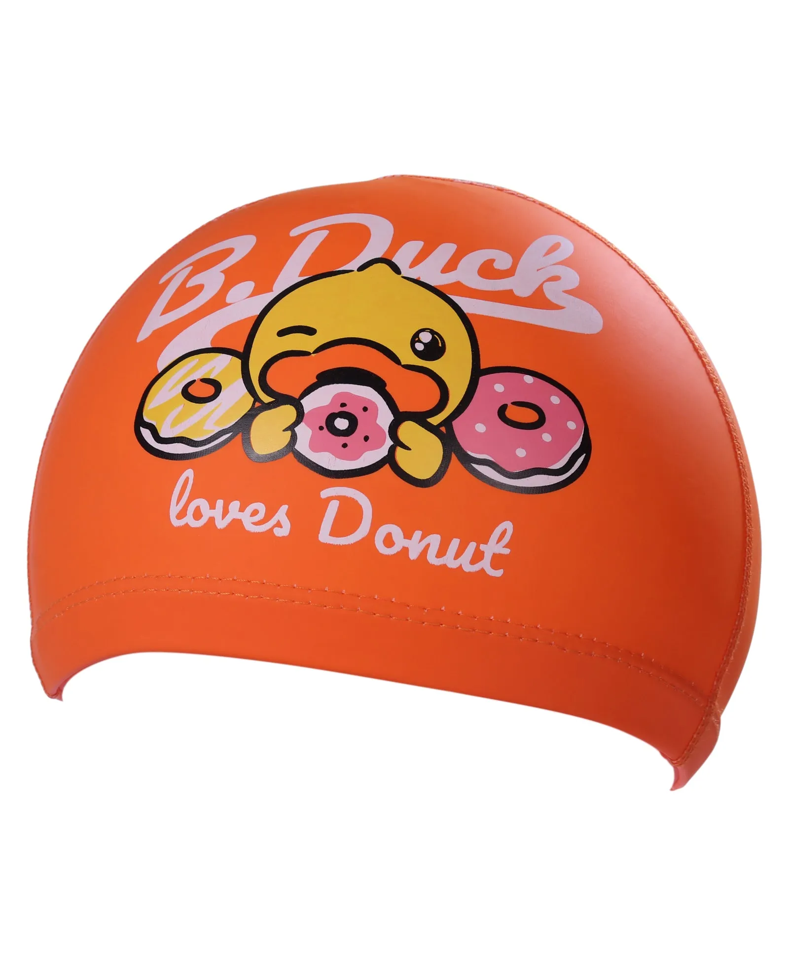 DUCK PRINT SUPER SOFT PU SWIMMING CAP - ORANGE