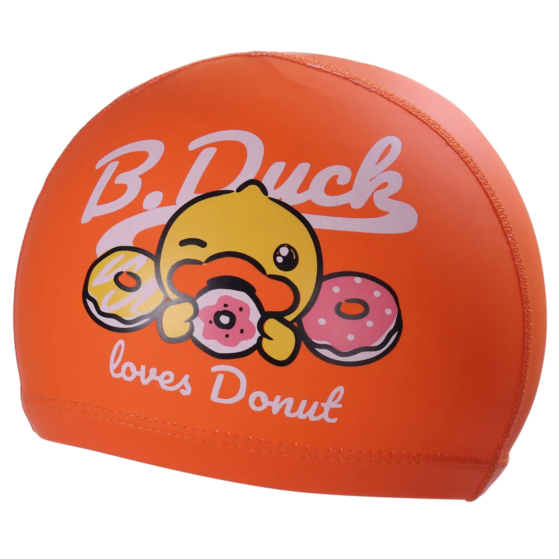 DUCK PRINT SUPER SOFT PU SWIMMING CAP - ORANGE