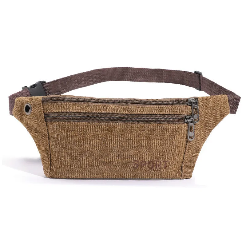 DUNNMALL New Canvas Waist Bag Men's Outdoor Leisure Large Capacity Business Checkout Change and Phone Close-Fitting Package Factory Wholesale