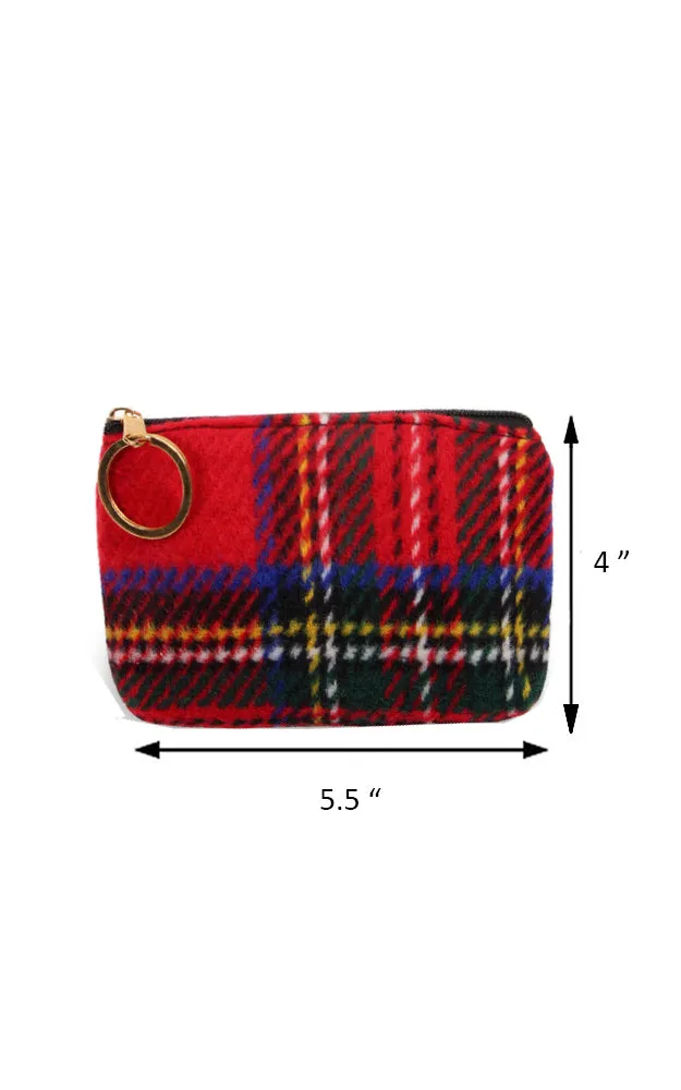 EABG9371 Red Tartan Crossbody Clutch Bag