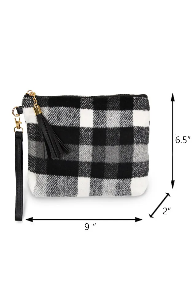 EABG9373 White Plaid Crossbody Clutch Bag