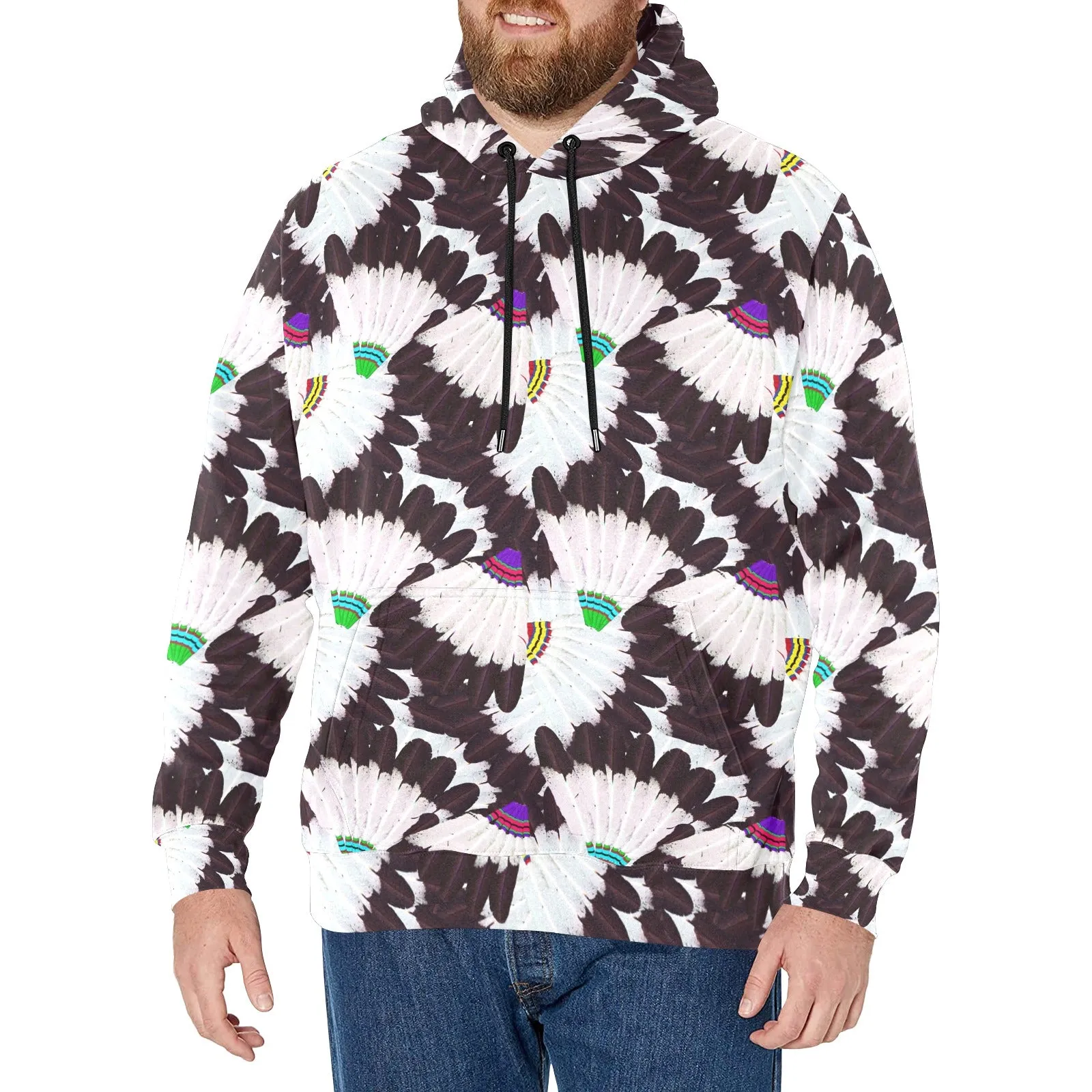 Eagle Feather Fans Men's Long Sleeve Fleece Hoodie