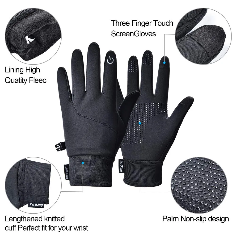 EastKing Winter Gloves Touch Screen Water Resistant for Running Cycling Driving Hiking Working Windproof Warm Waterproof Large Gloves for Men and Women (Black - L)