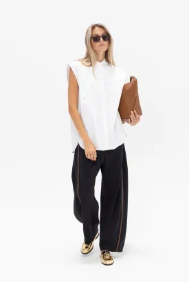 Eco Poplin Sleeveless Shirt, White