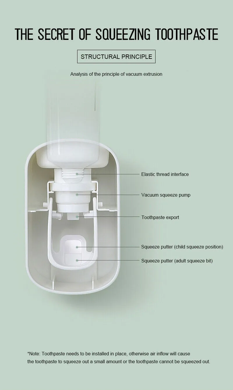 Ecoco Wall mount auto ands Free Toothpaste Dispenser Automatic Toothpaste Squeezer Bathroom Toothpaste Holder