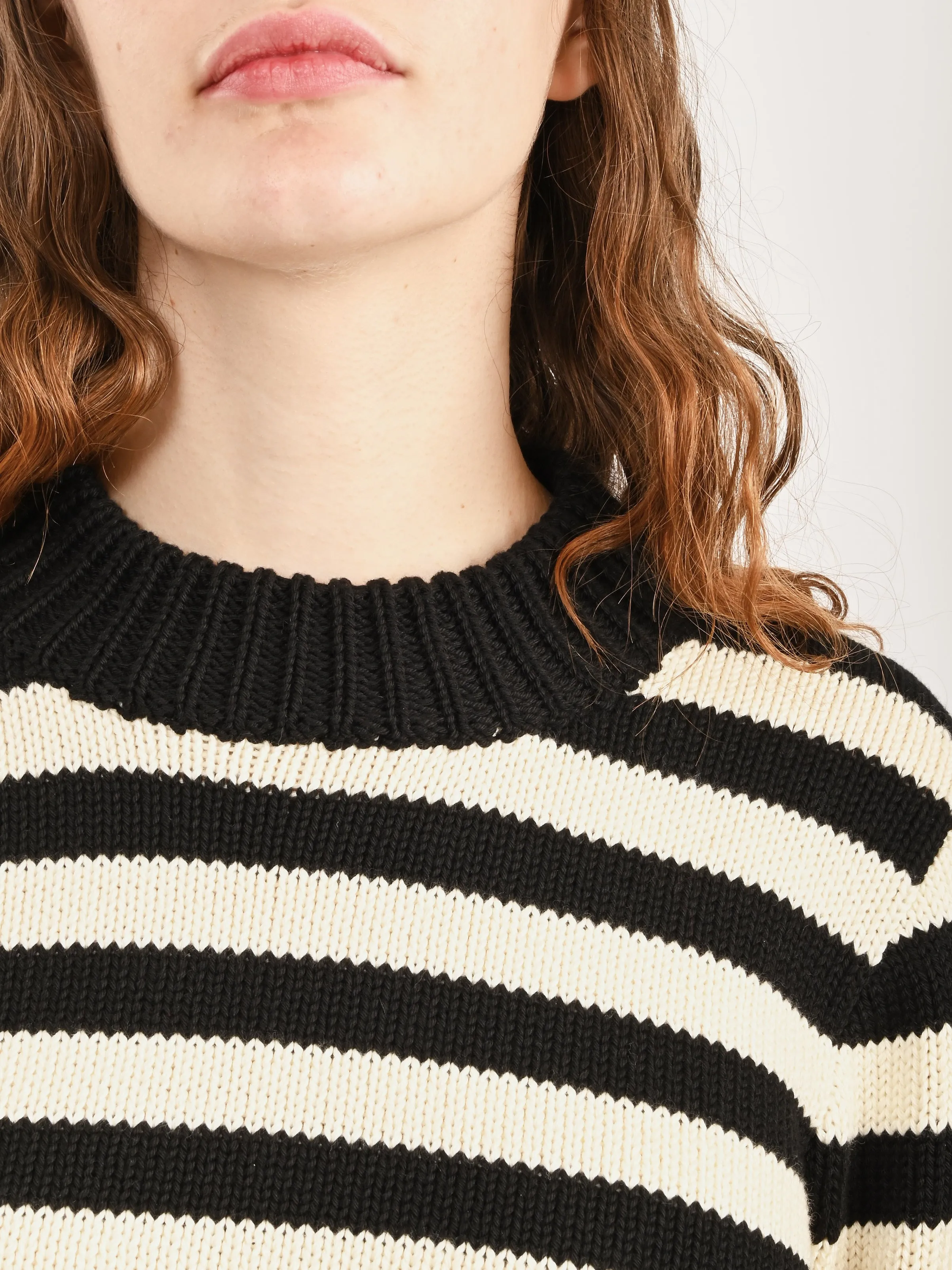 Ecru Stripe Shrunken Cotton Jumper