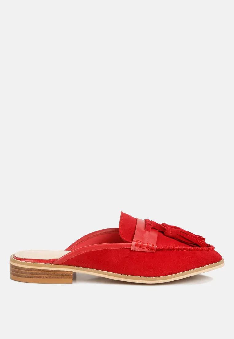 Edmanda Tassle Detail Leather Mules