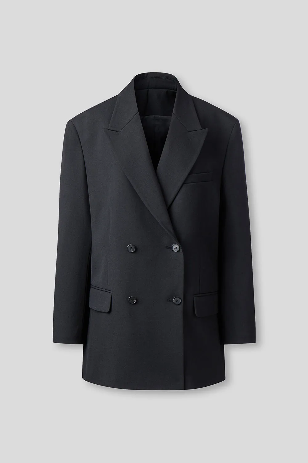 EDUARDO Double-Breasted Notched Lapel Oversized Wool Blend Women's Jacket.