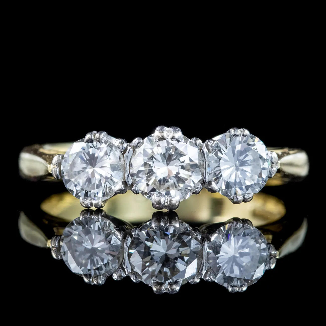 Edwardian Style Diamond Trilogy Ring 1.1ct Total