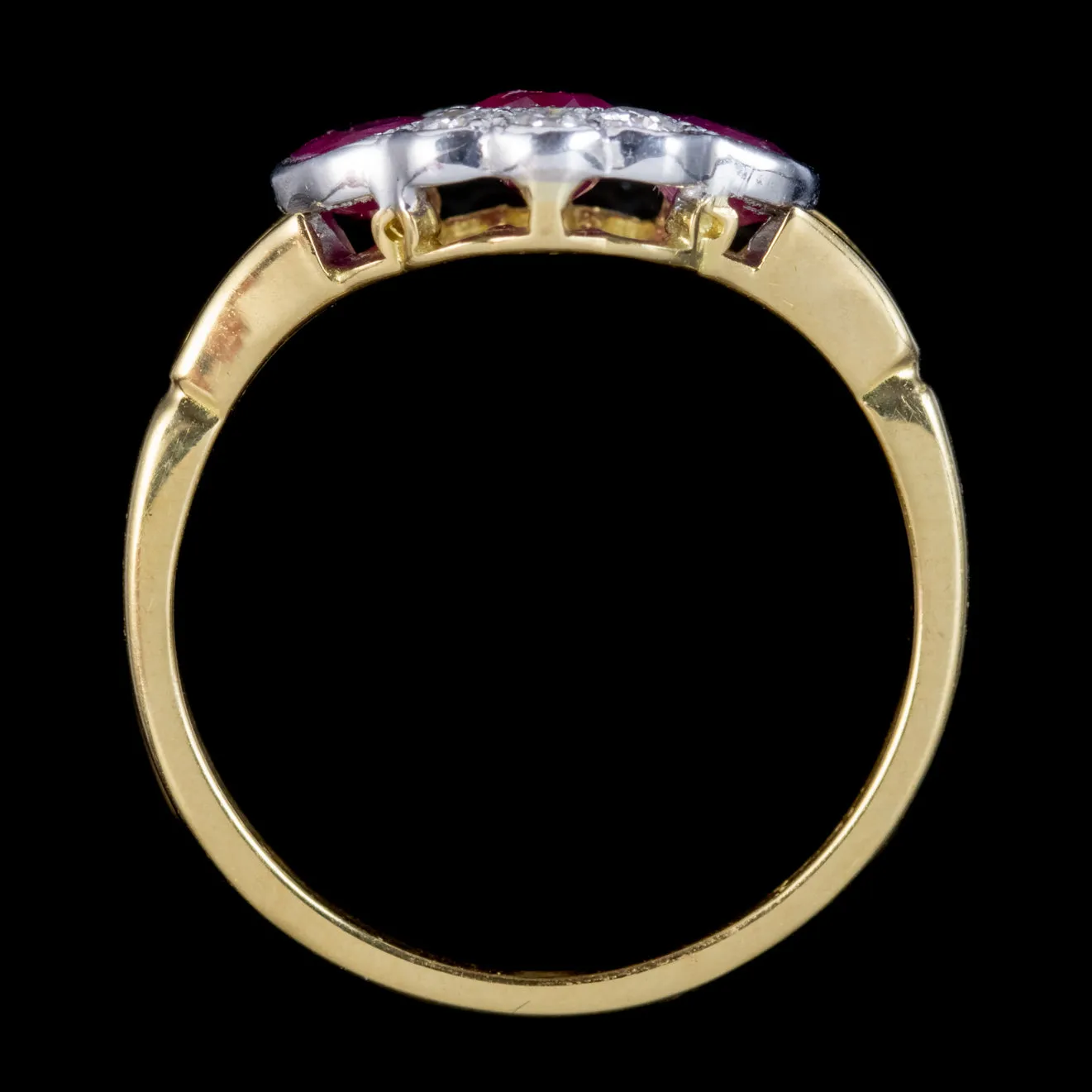 Edwardian Style Ruby Diamond Cluster Ring 18ct Gold 1.25ct Of Ruby