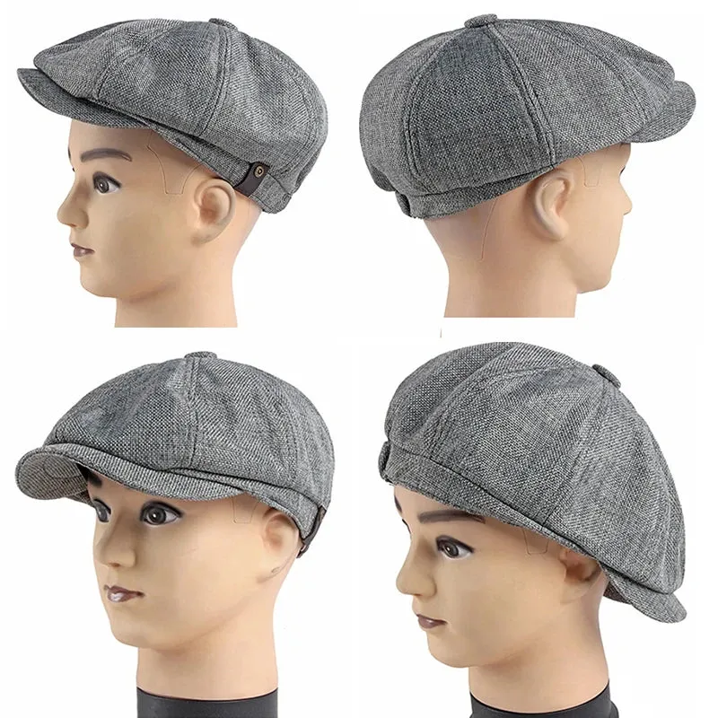 Eight Piece Solid Color Classic Newsboy Cap