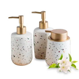 Ekhasa Ceramic Handwash Dispenser Bottle (White) | Liquid Soap Dispenser for Bathroom, Wash Basin and Kitchen | Bathroom Sanitizer, Lotion, Shampoo Dispenser | Hand Wash Dispensers Pump (Set of 3)