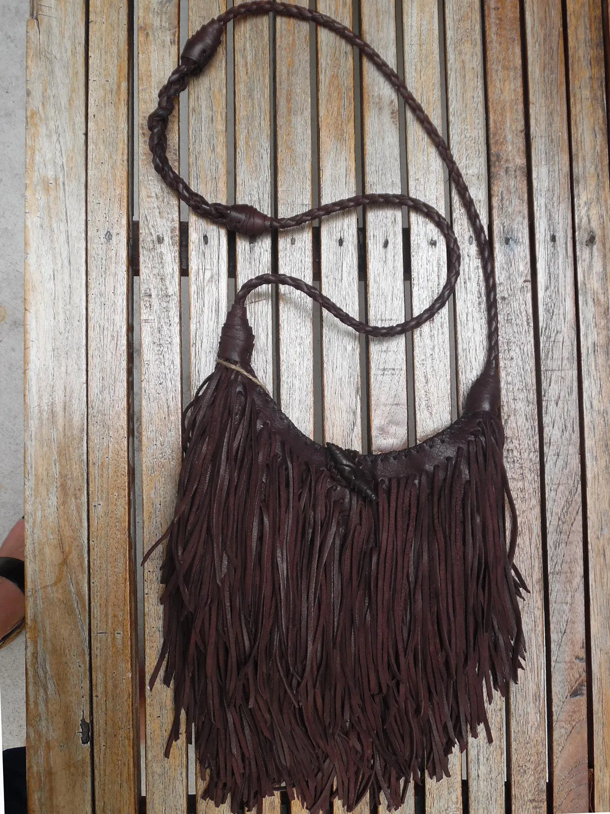 El Fleco Crossbody Fringe Bag Chocolate