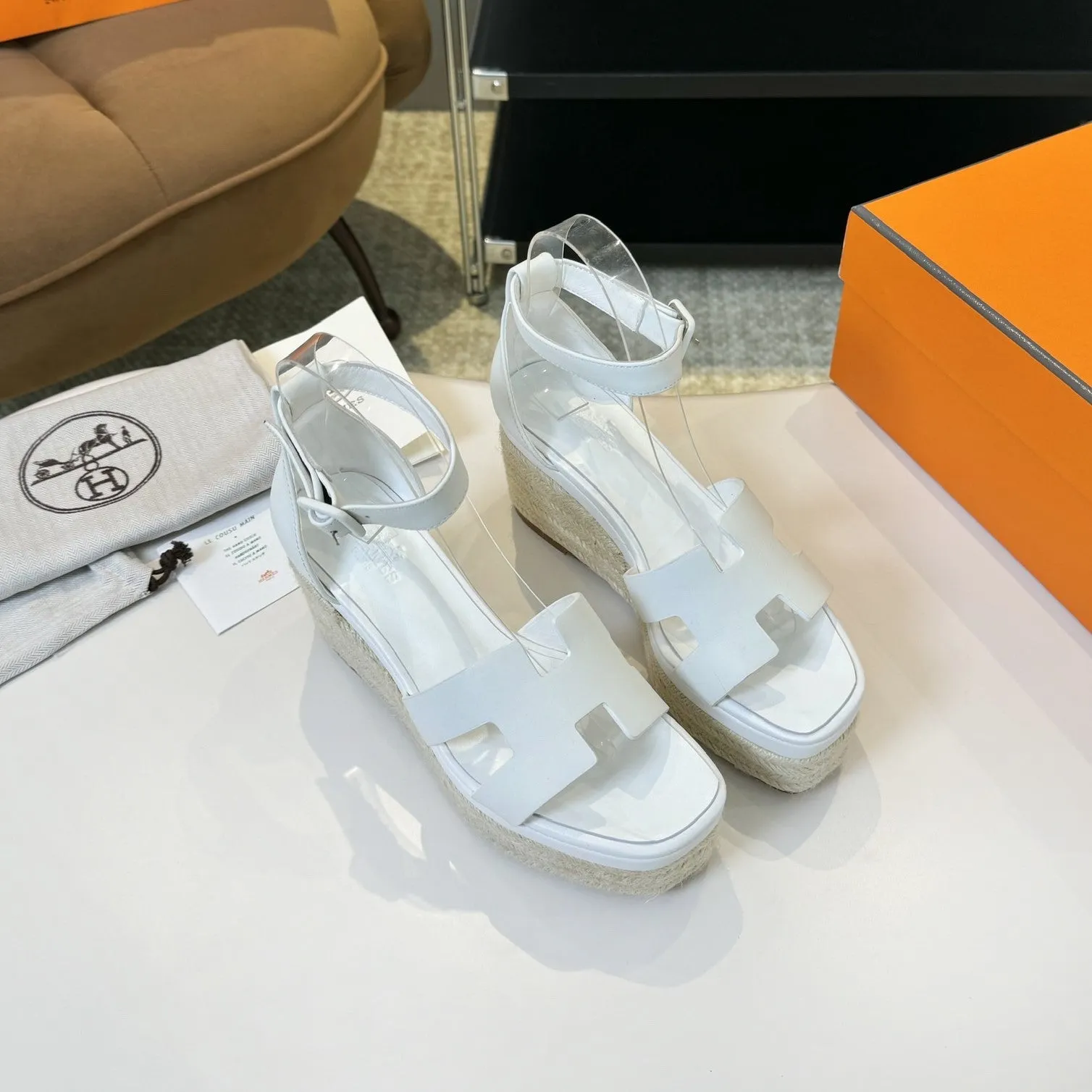 Elda espadrille 80 White Calfskin