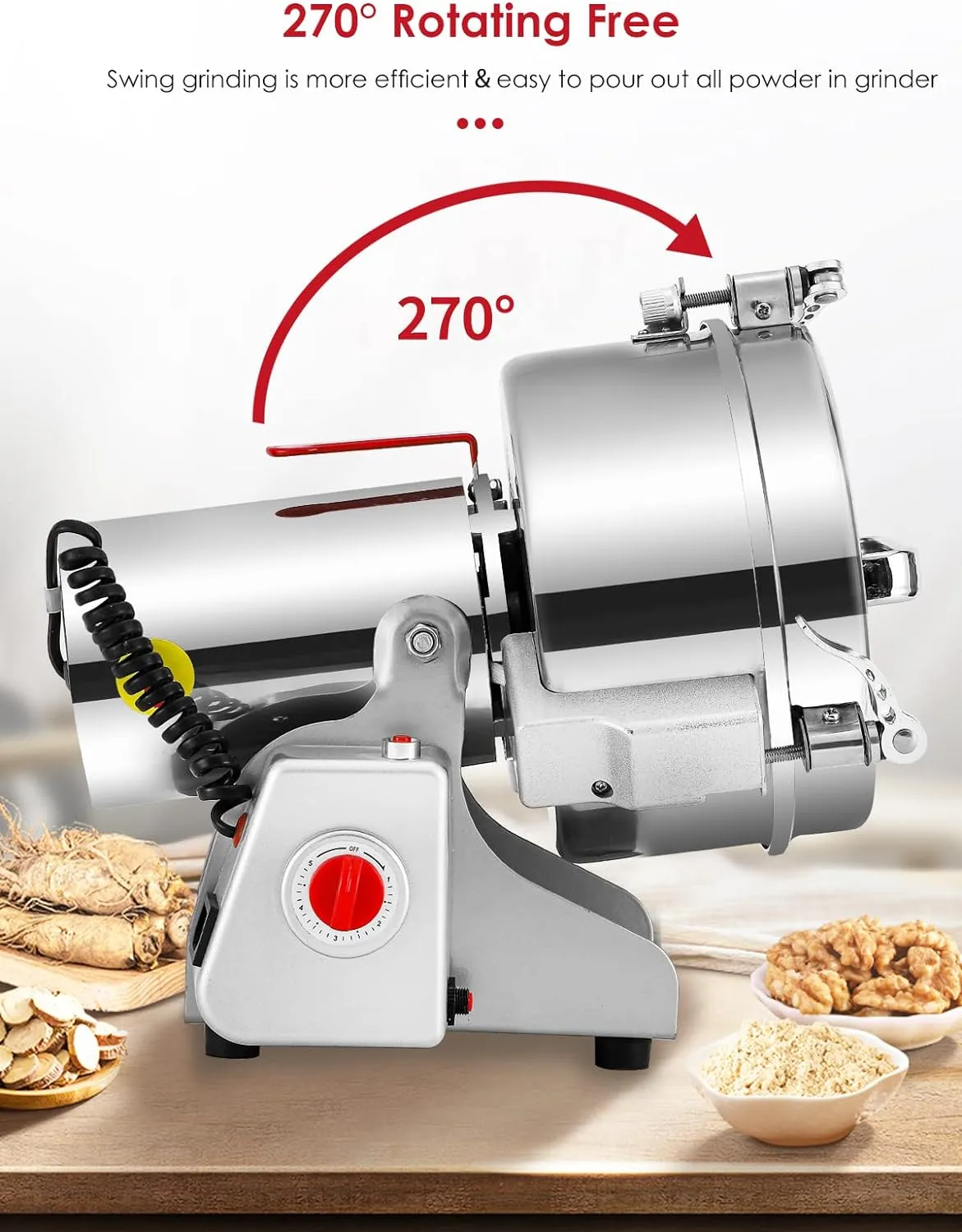 Electric Grain Mill Grinder, Commercial Spice Grinder Stainless Steel